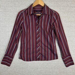 Ted Baker London‎ Shirt Women's Size 2 Purple Rainbow Striped Old Money Preppy